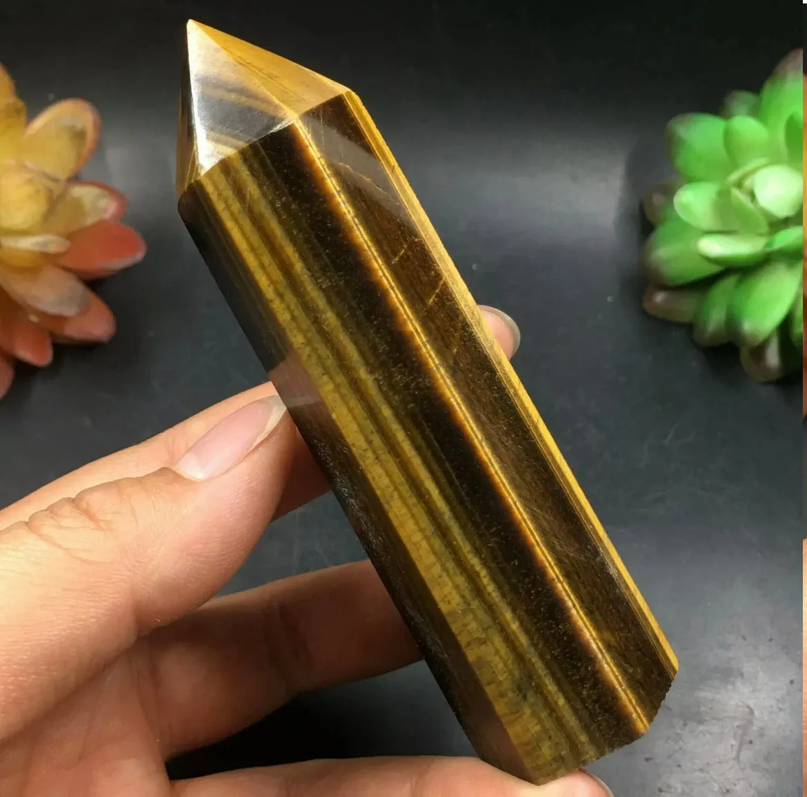 Natural Tiger Eye stone Wand Point