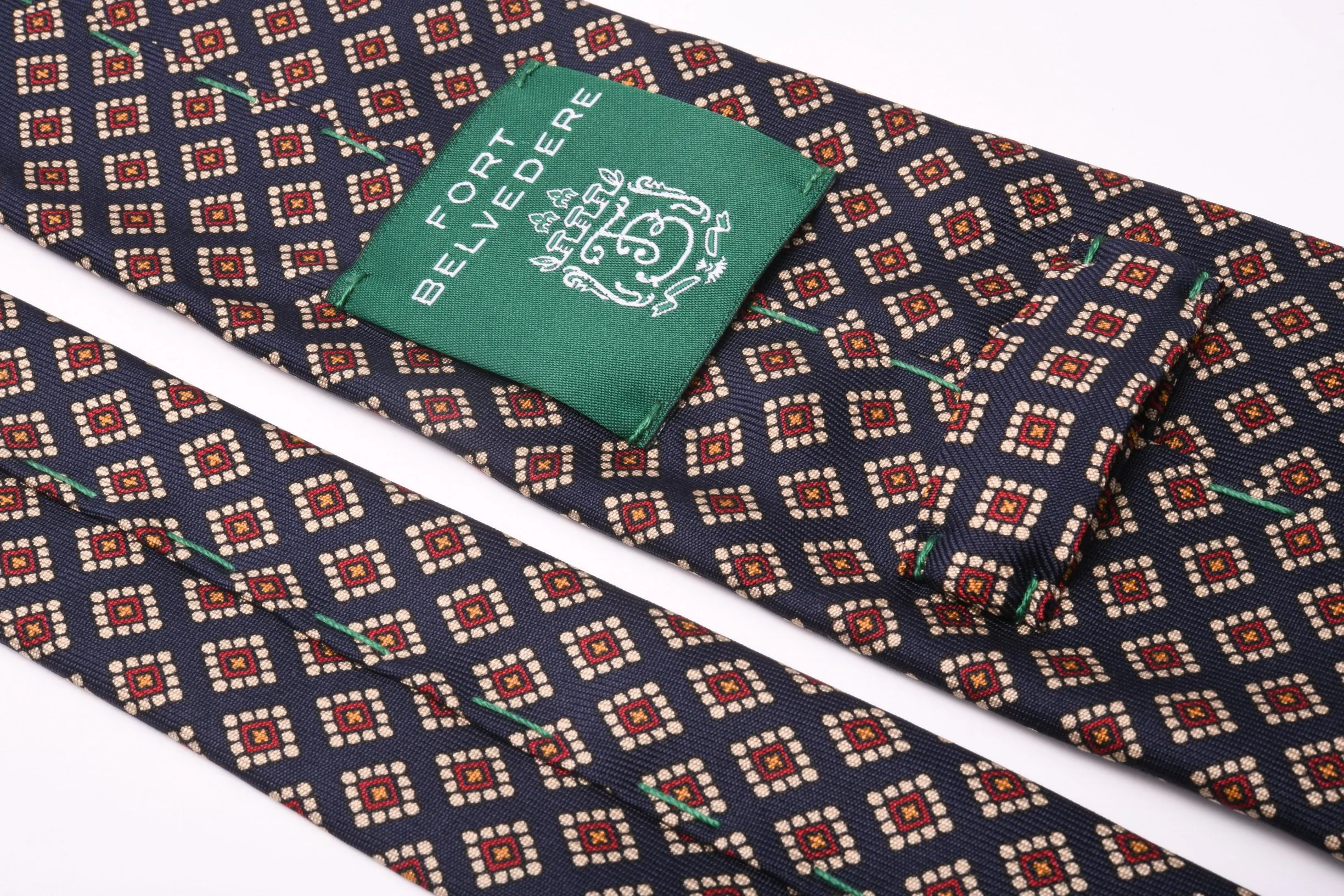 Navy & Red Diamond Madder Silk Tie