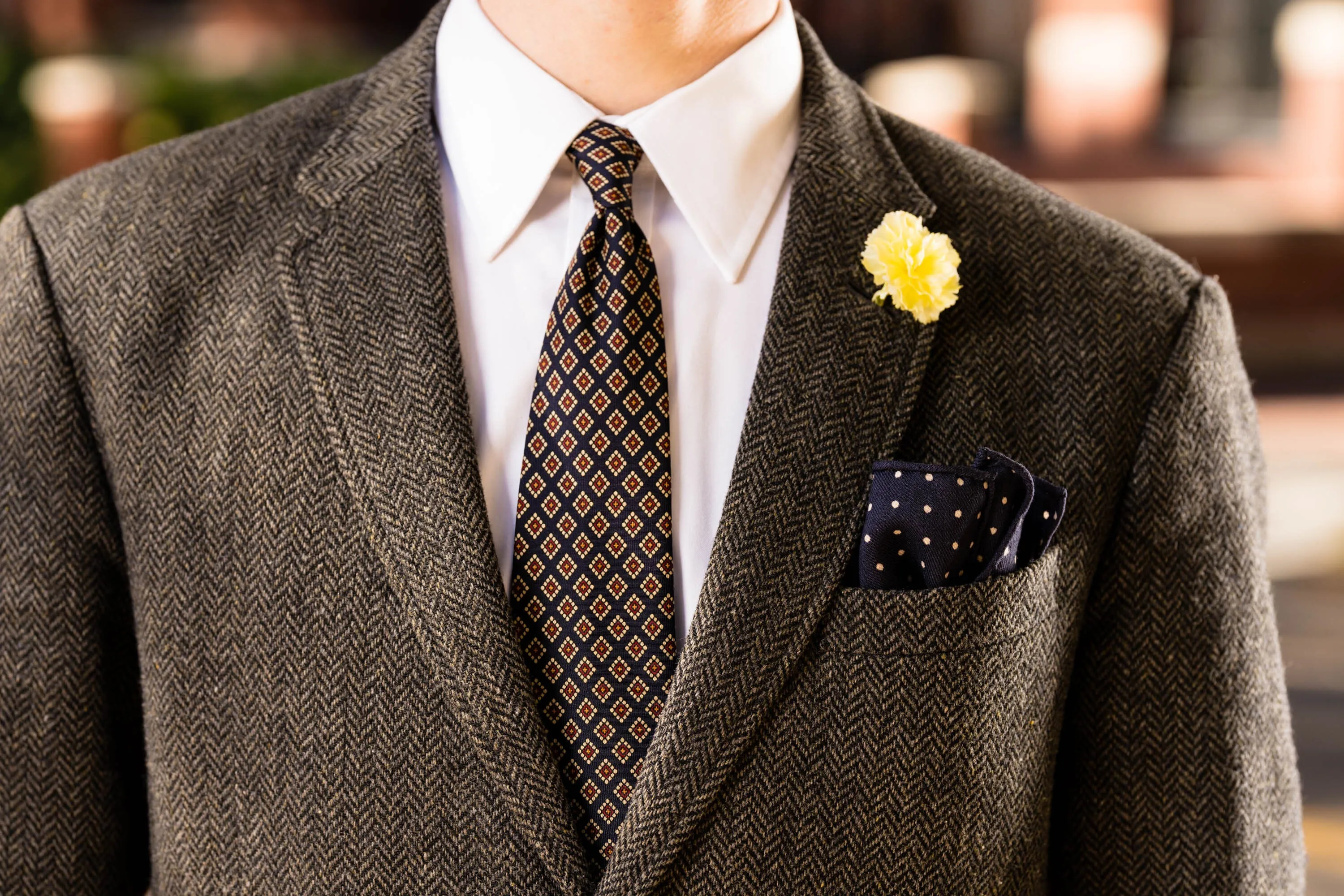 Navy & Red Diamond Madder Silk Tie