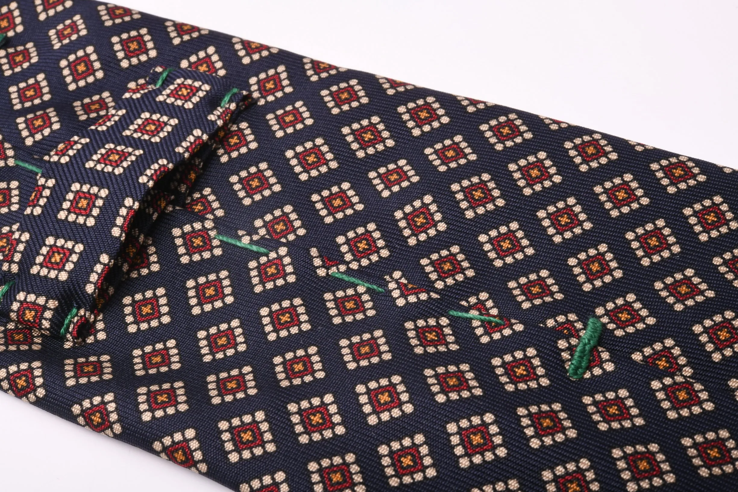 Navy & Red Diamond Madder Silk Tie