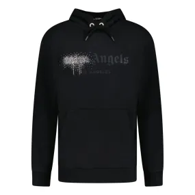 PALM ANGELS RHINESTONE SPRAY HOODIE BLACK