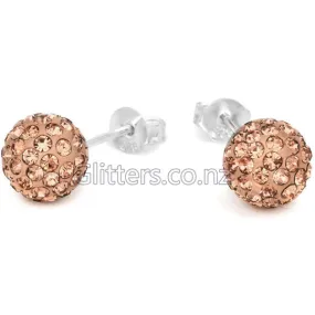 Peach Colour Crystal Ferido Disco Ball Stud Earrings