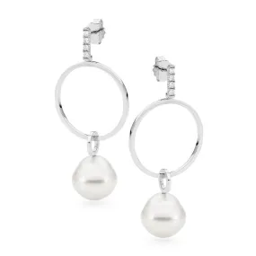 Pearl and diamond earrings