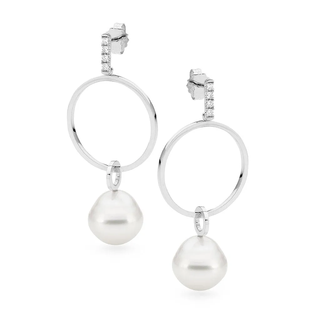 Pearl and diamond earrings