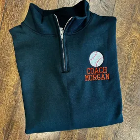 Personalized Baseball Coach Quarter Zip Pullover Sweatshirt