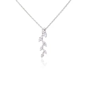 PLATINUM DIAMOND LEAF PENDANT NECKLACE - 0.55CTW