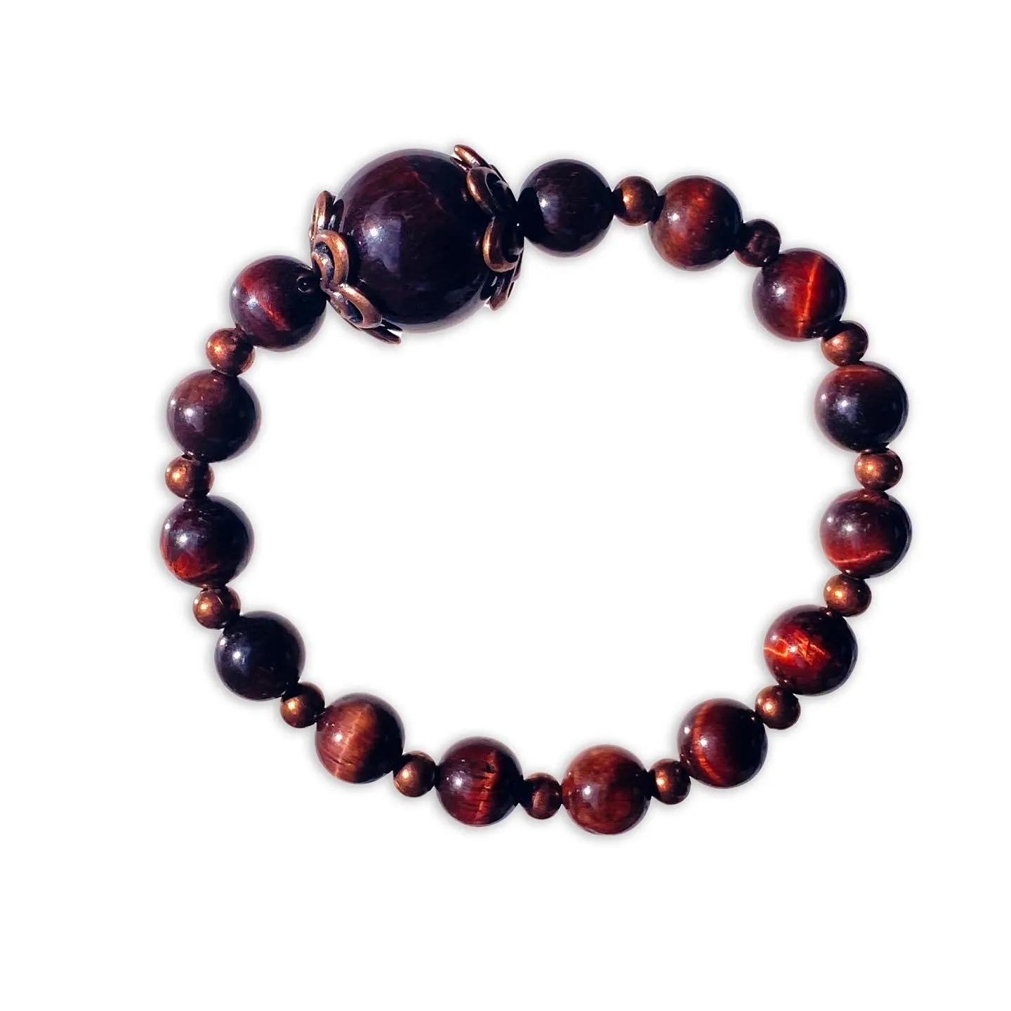 Red Tiger’s Eye gemstone and Copper stretch bracelet