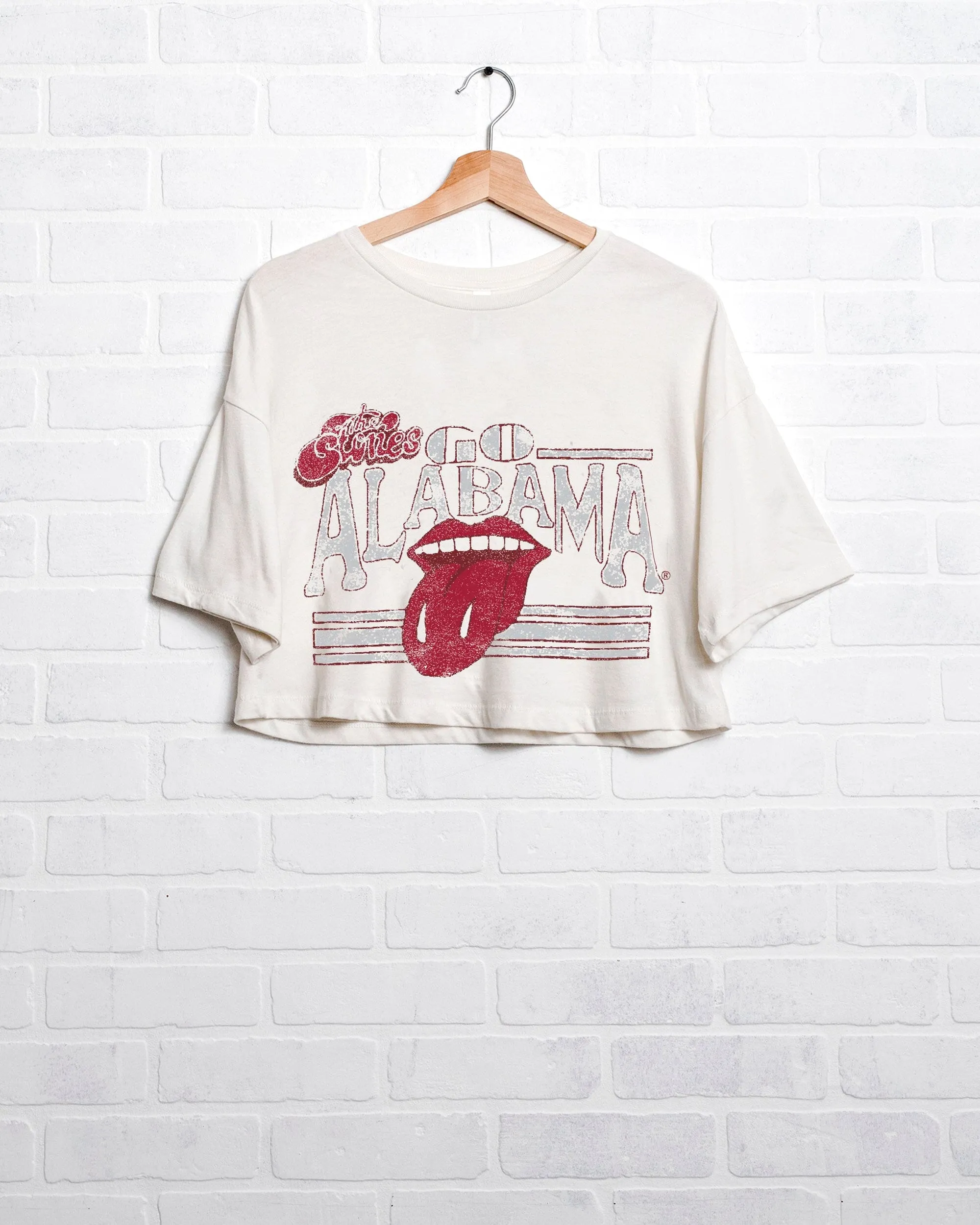 Rolling Stones Bama Stoned Off White Cropped Tee