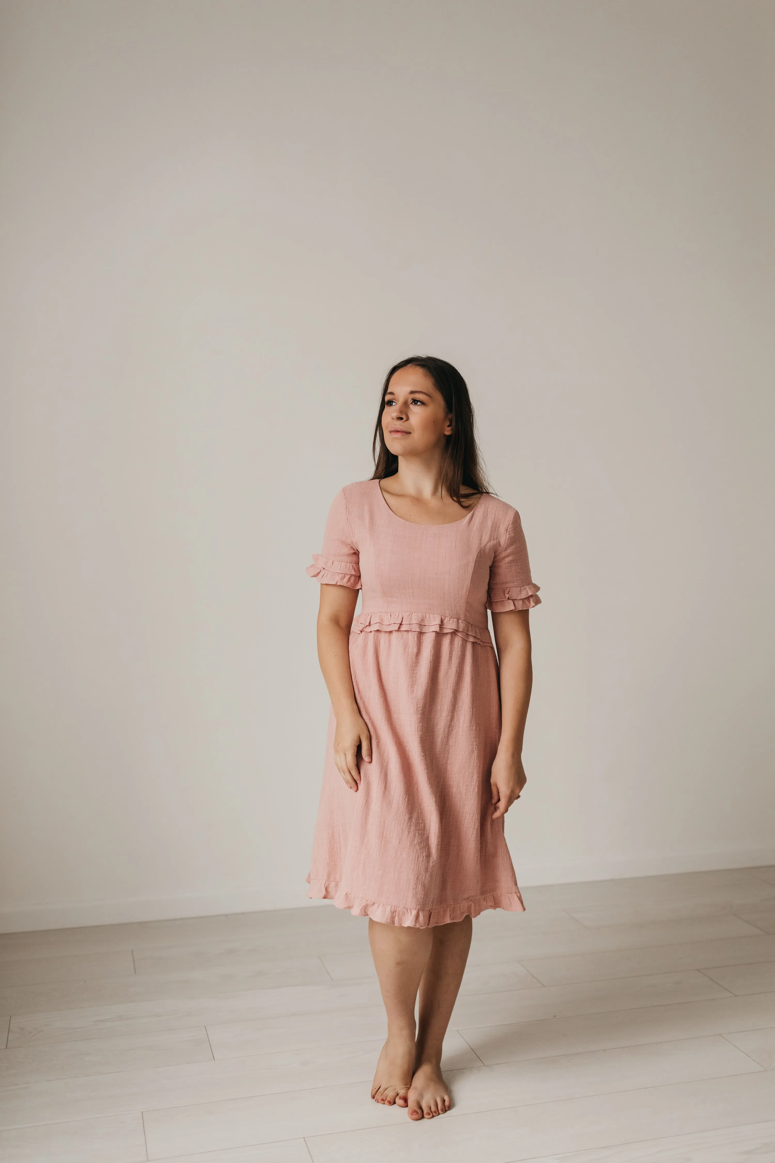 Rosie Knee Length Dress in Pink (XS-XXL)