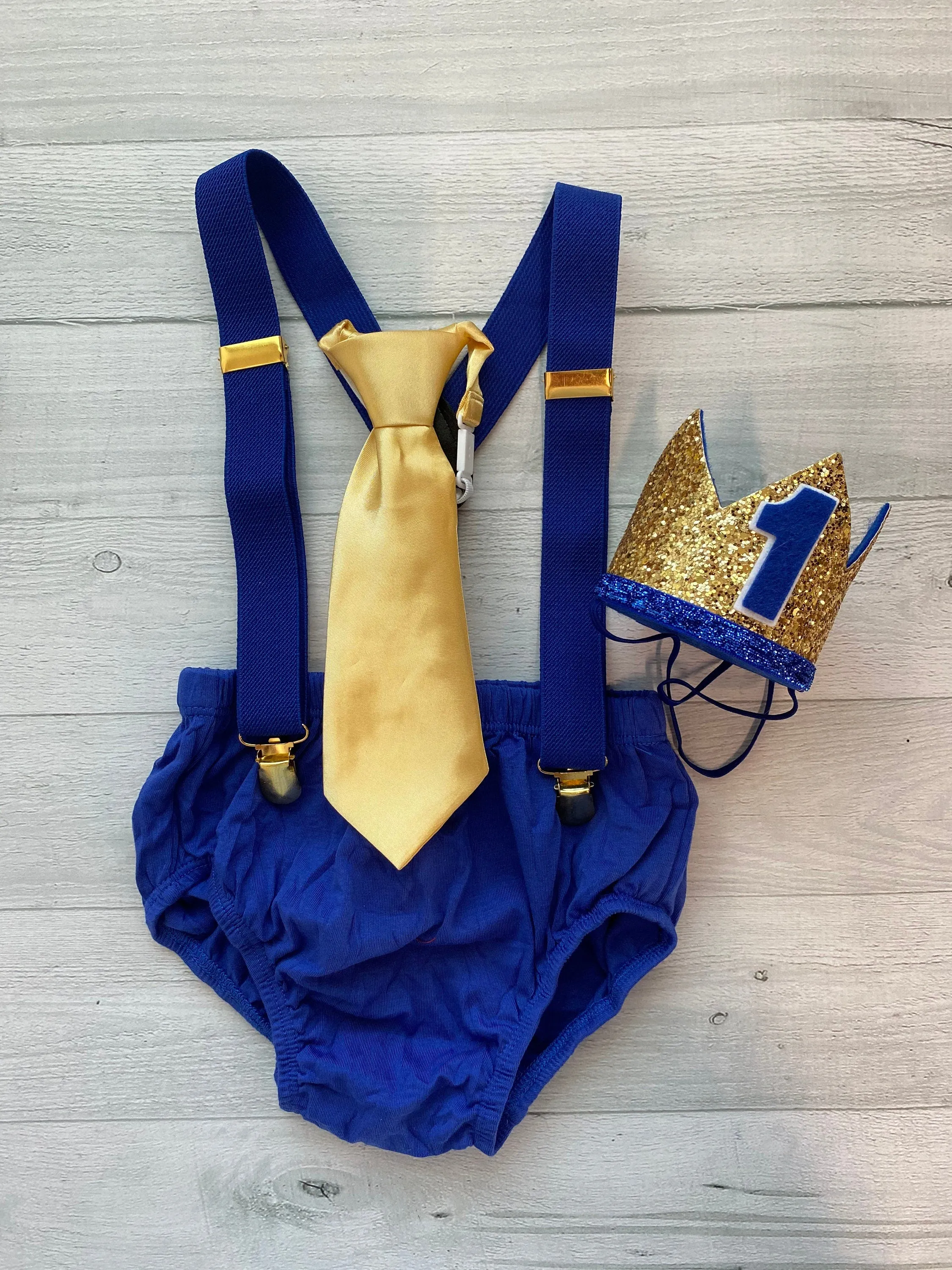 Royal and Gold Smash Cake Outfit