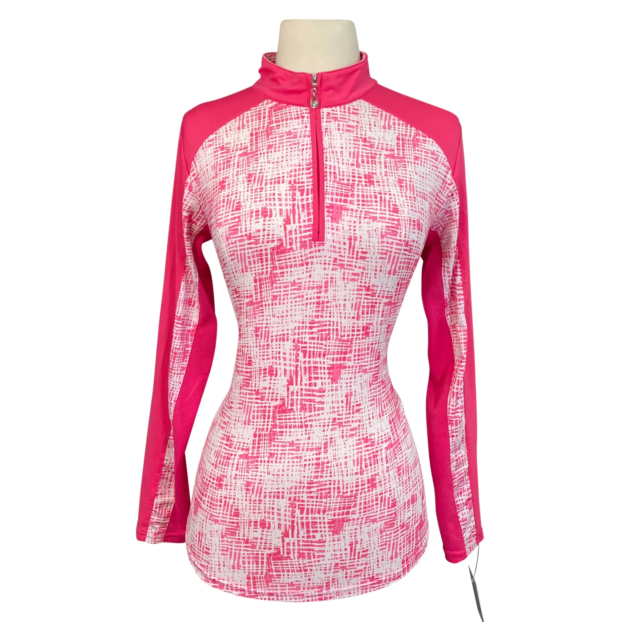 SanSoleil Sun Shirt in Pink/White Crosshatch - Women's Small