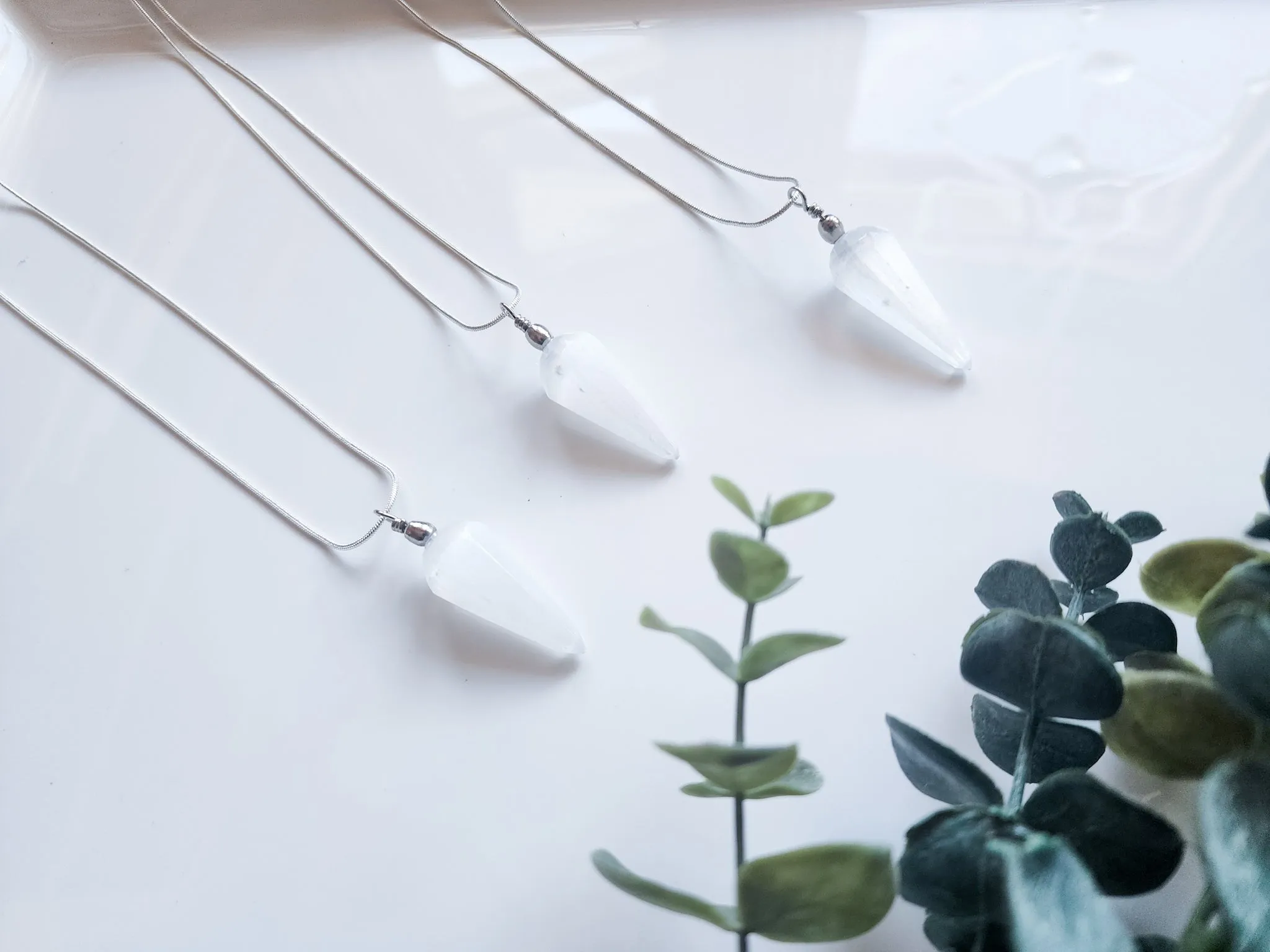 Selenite Pendulum Necklace