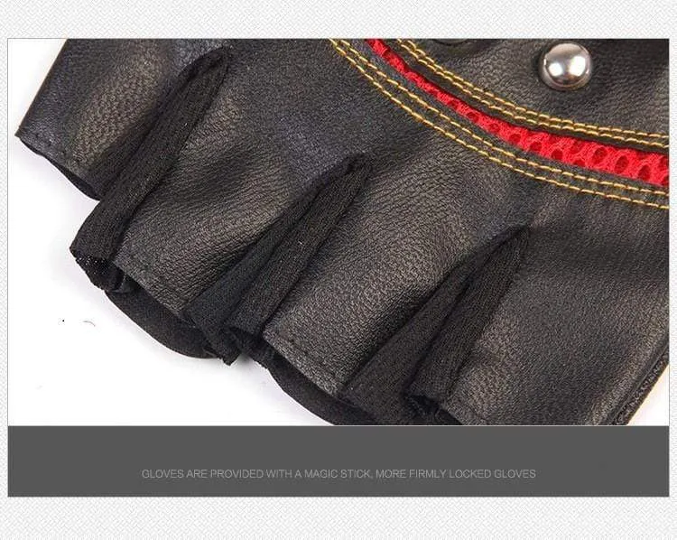 Skulls Rivet PU Leather Fingerless Gloves Men Women Fashion Hip Hop Women's Gym Gloves Half Finger Men's Gloves