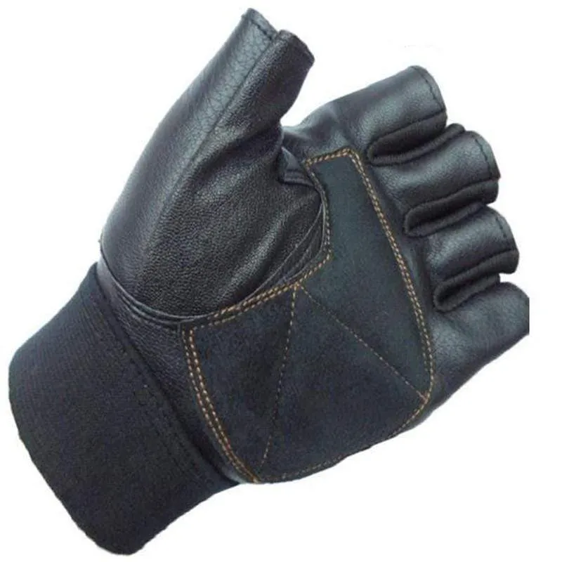 Skulls Rivet PU Leather Fingerless Gloves Men Women Fashion Hip Hop Women's Gym Gloves Half Finger Men's Gloves