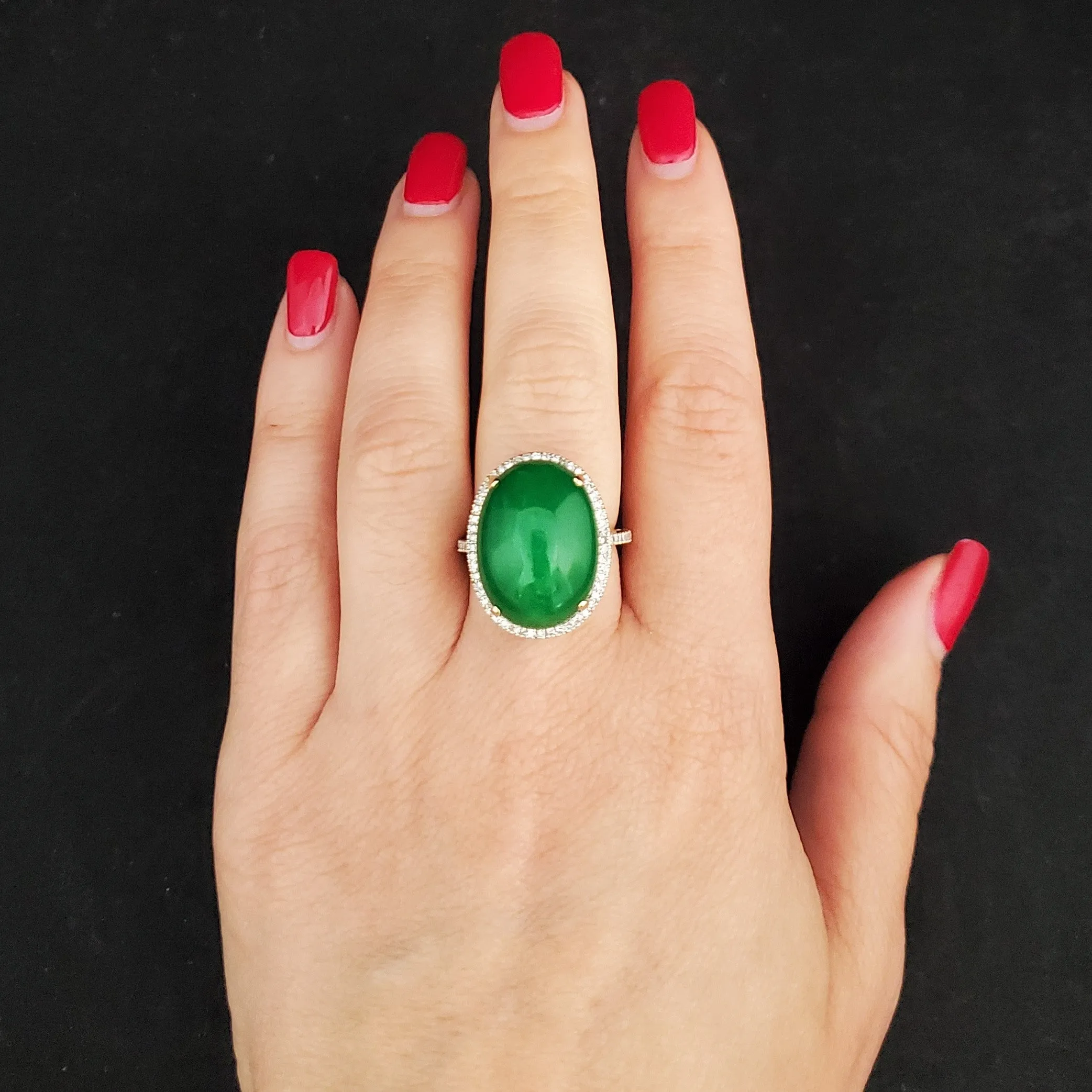 The Hampshire - Estate Jade Diamond 10k Gold Cocktail Ring