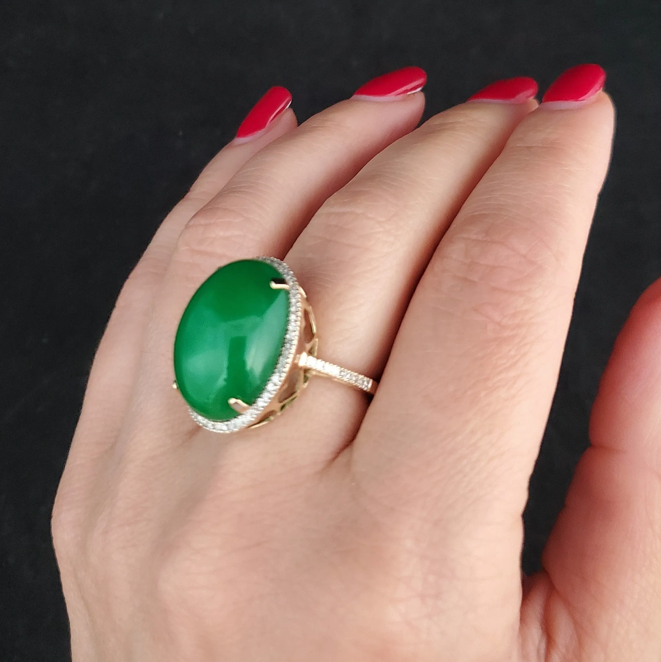 The Hampshire - Estate Jade Diamond 10k Gold Cocktail Ring