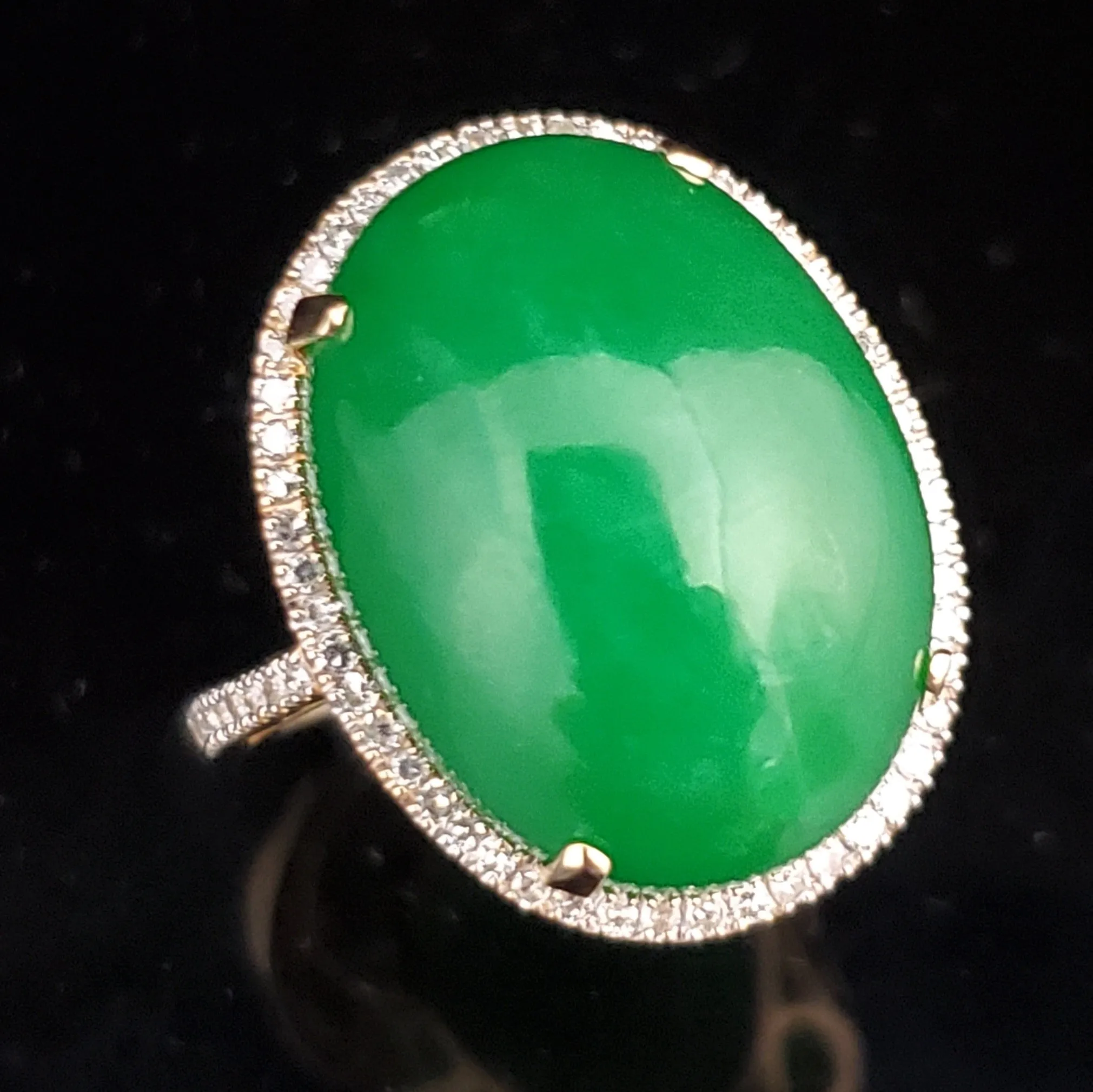 The Hampshire - Estate Jade Diamond 10k Gold Cocktail Ring