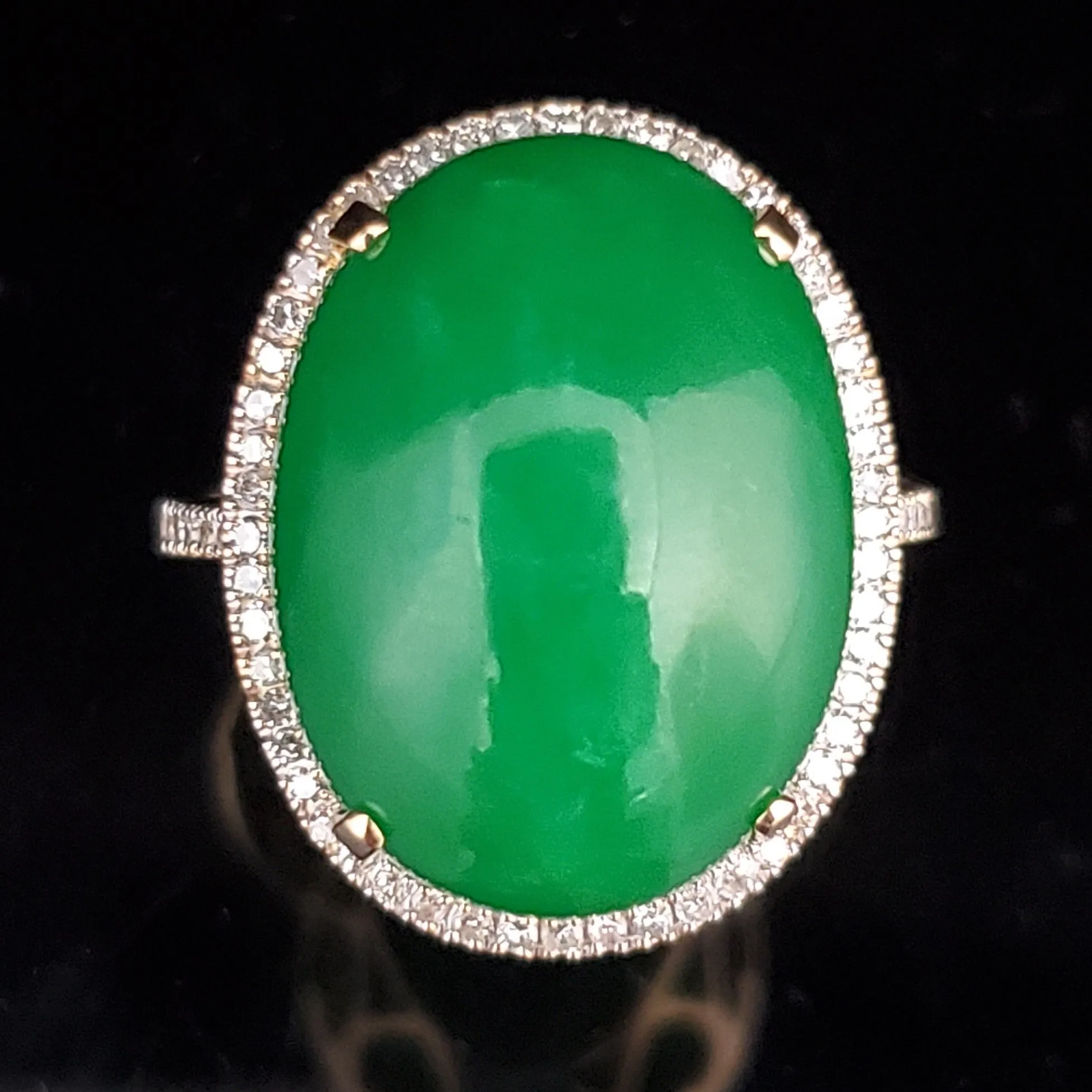 The Hampshire - Estate Jade Diamond 10k Gold Cocktail Ring