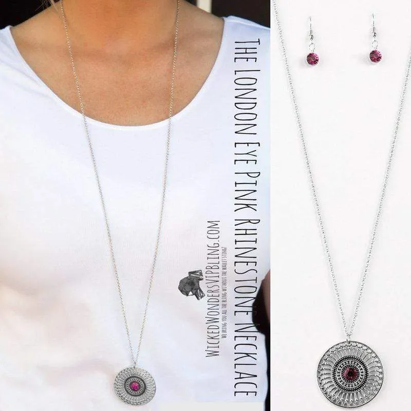 The London Eye Pink Rhinestone Necklace