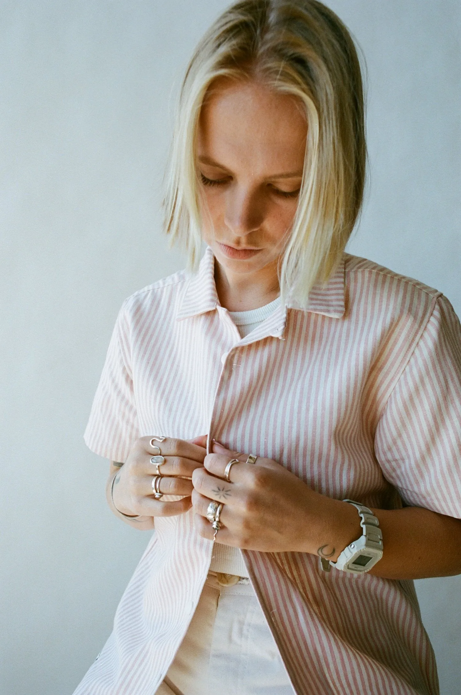 The Saturday Project - Leisure Shirt - Pink Stripe