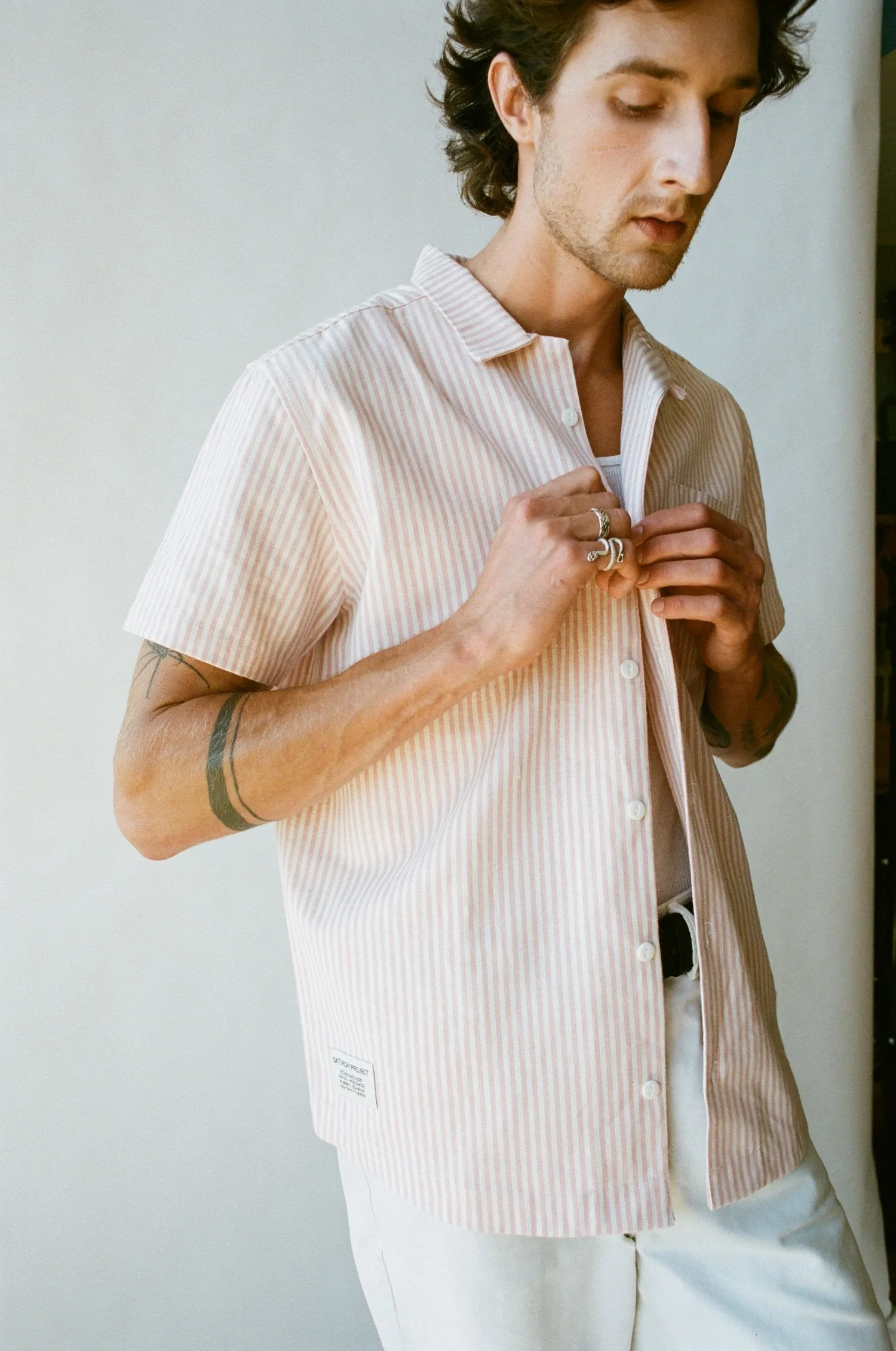 The Saturday Project - Leisure Shirt - Pink Stripe