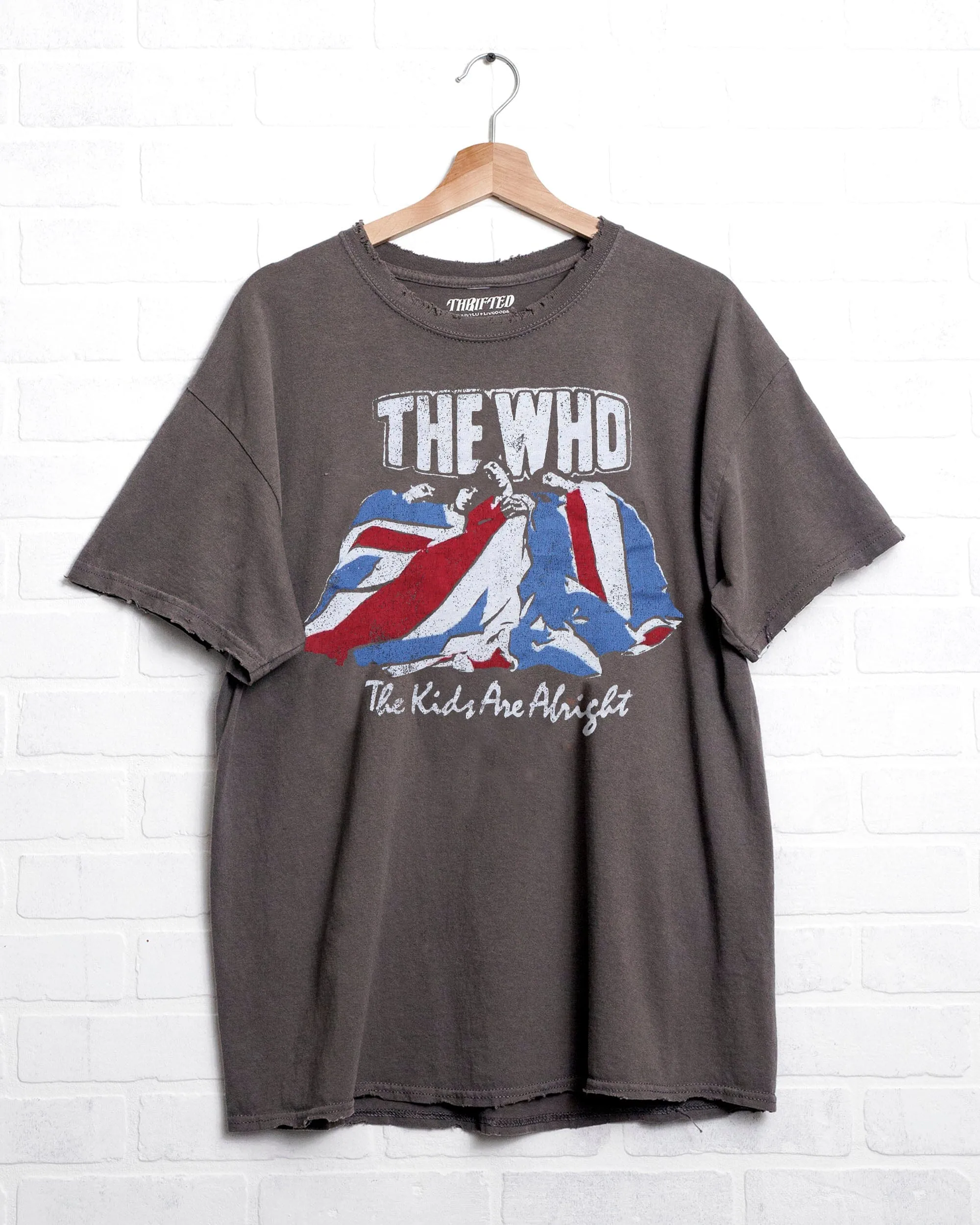 The Who Alright Flag Charcoal Thrifted Distressed Tee