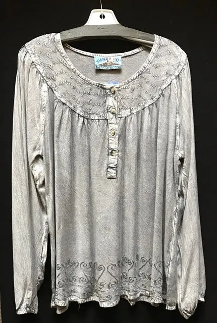 TIENDA HO 1691 EMBROIDERED RAYON OVERSIZED TOP