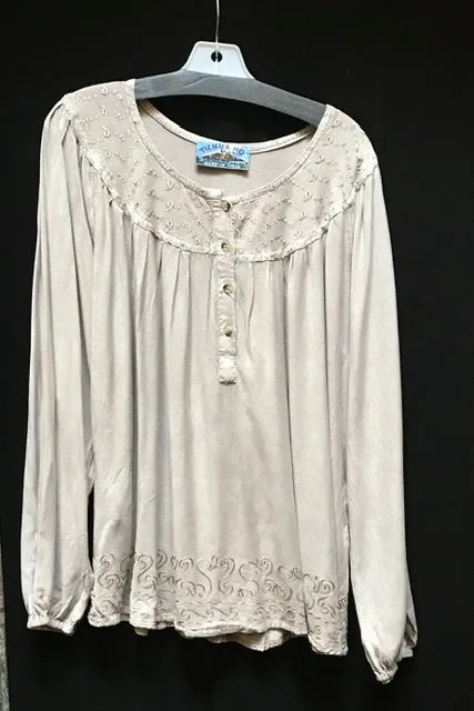 TIENDA HO 1691 EMBROIDERED RAYON OVERSIZED TOP