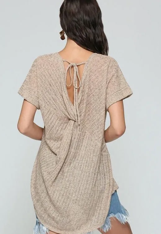 Vanessa Tie-Back Top-Taupe