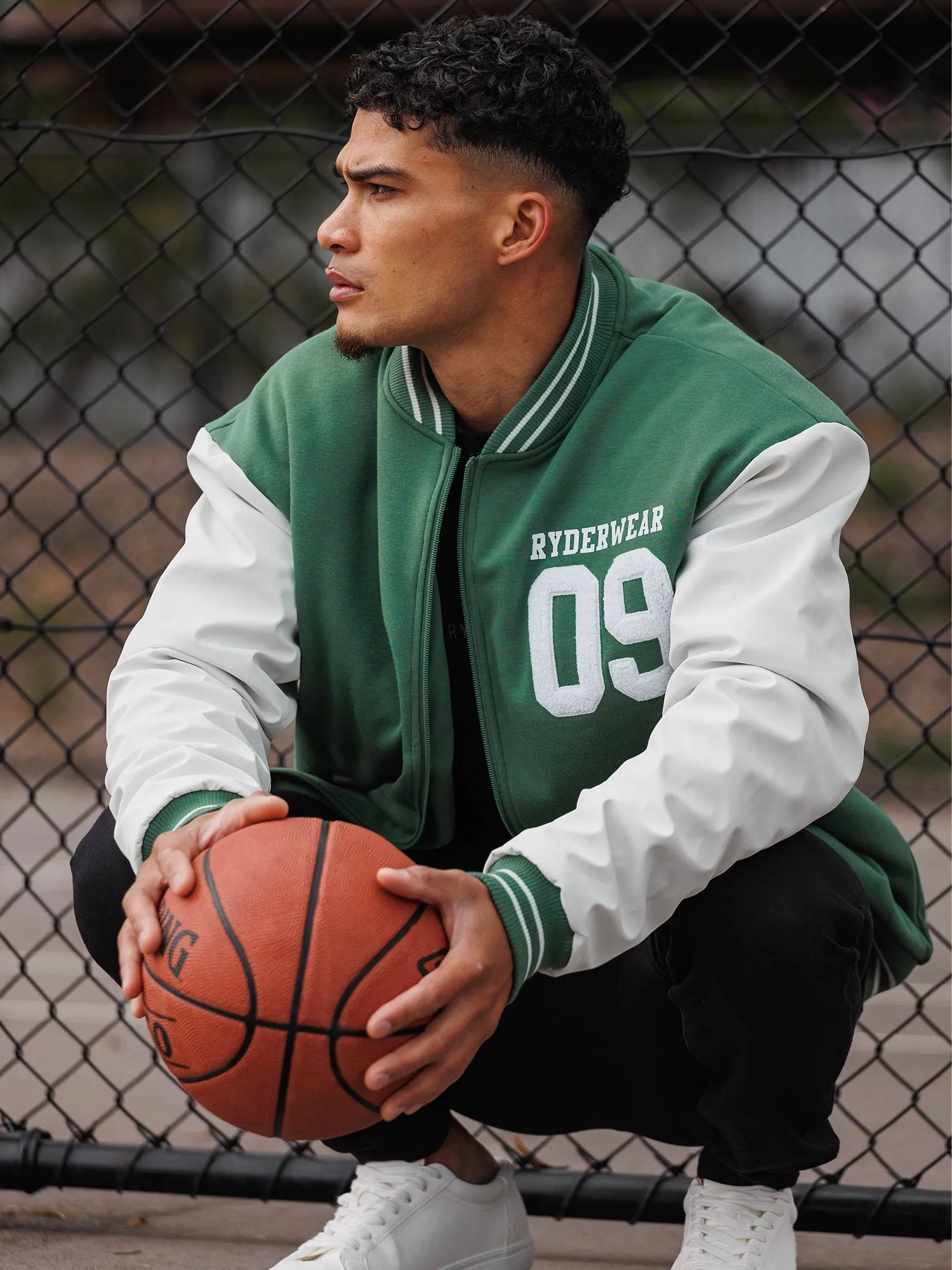 Varsity Bomber Jacket - Green/Vanilla