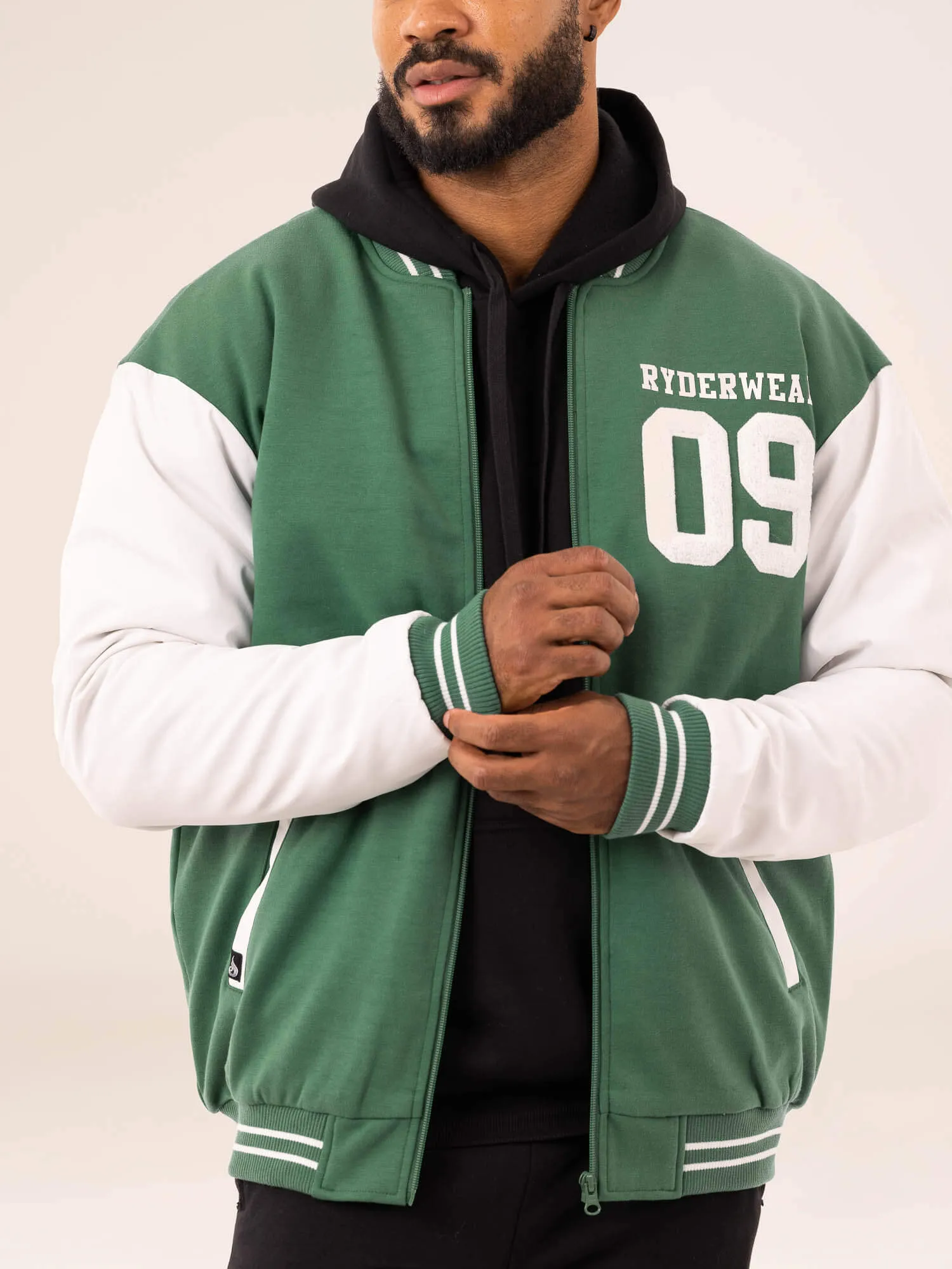 Varsity Bomber Jacket - Green/Vanilla