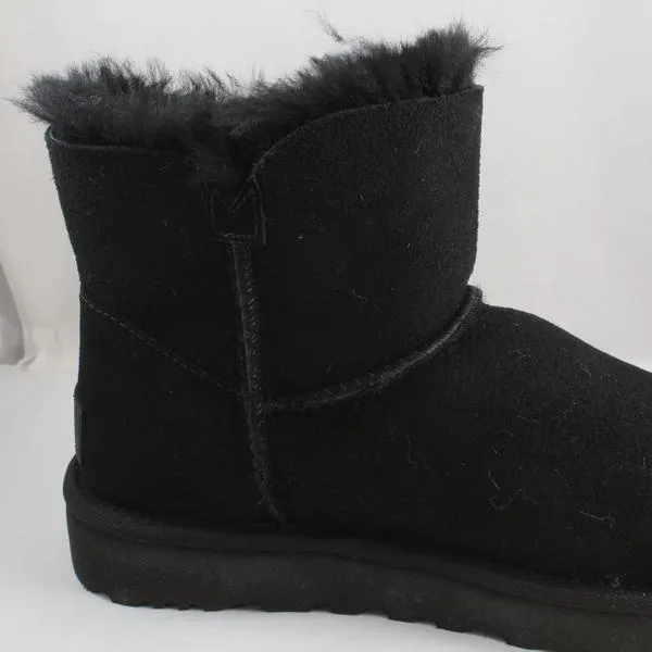 Womens UGG Mini Bailey Button II Black Suede